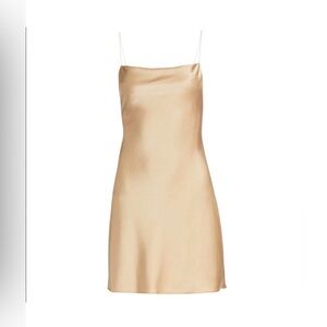 NWT! Alice + Olivia Draped Slip Mini Dress, Silk, Nude Champagne, Size 2